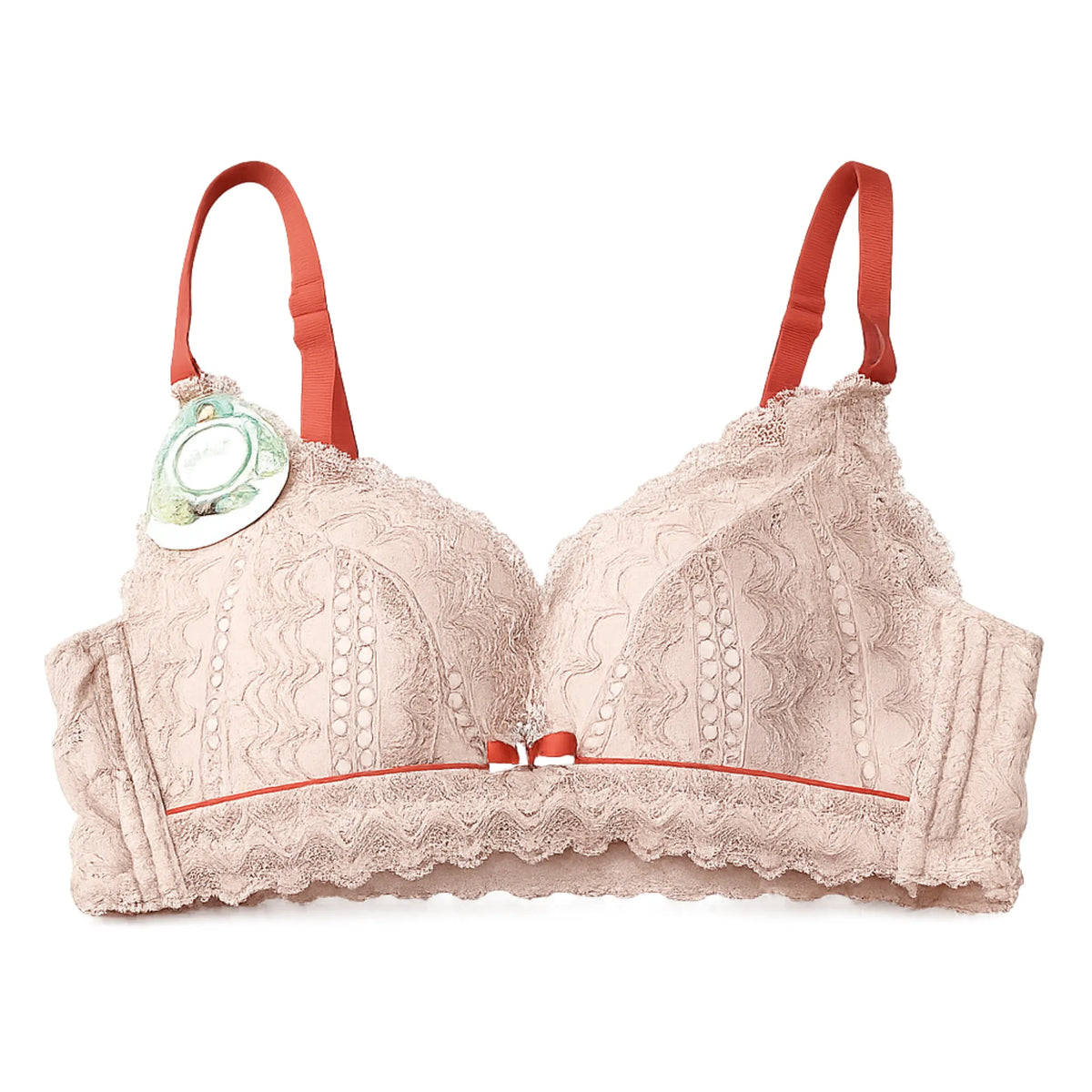 Women's Floral Lace Full Coverage Wire-Free Padded Bra - Nude Pink