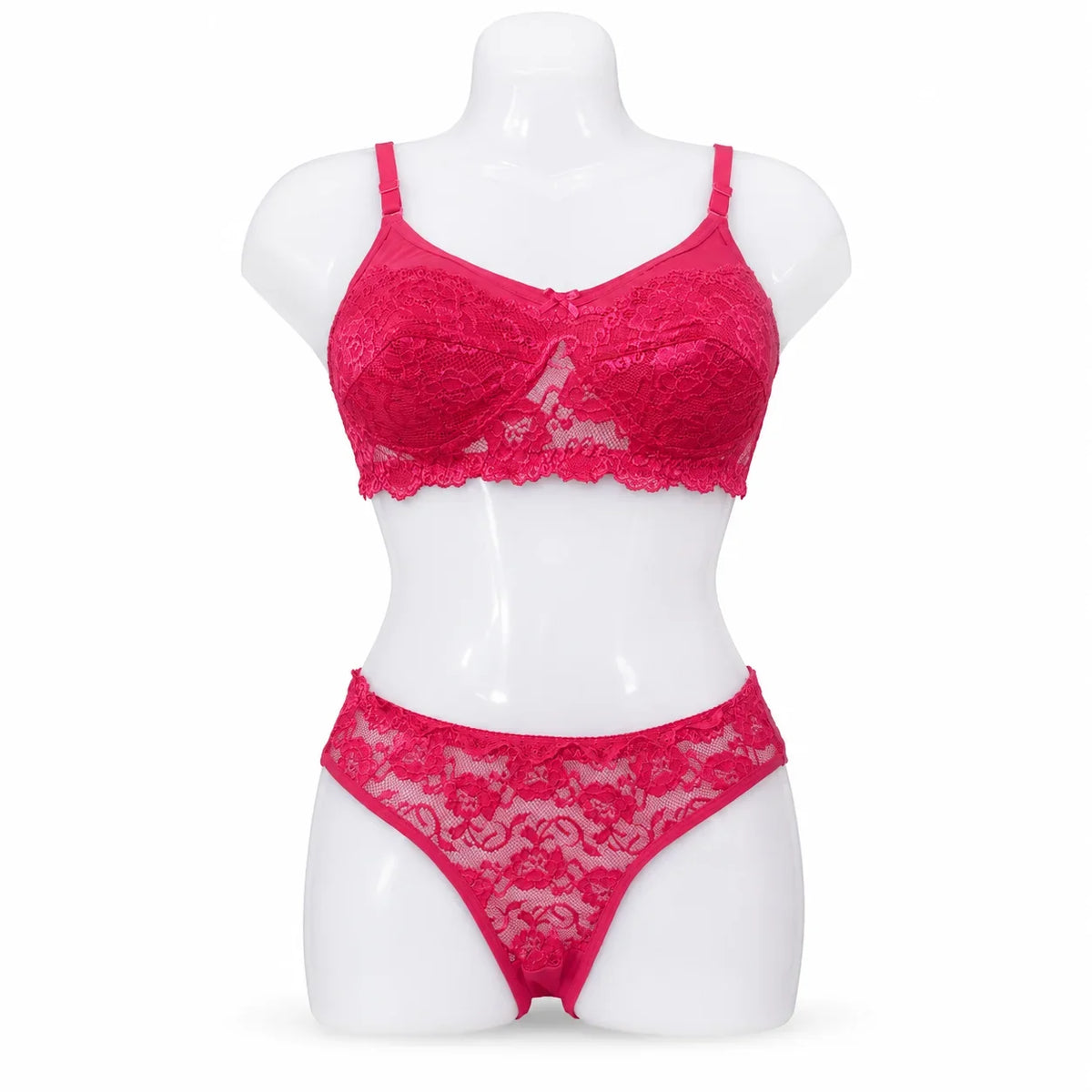 Women's Floral Lace Bra & Panty Set - Hot Pink