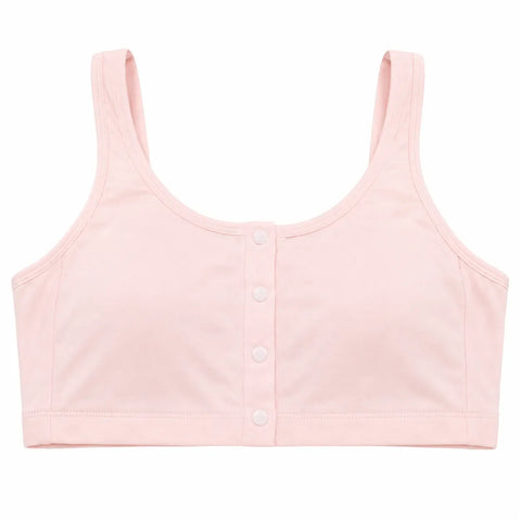 Women's Front Snap Closure Wire-Free Cotton Comfort Bra - Baby Pink