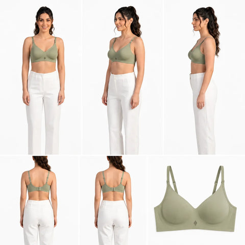 Women's Seamless Full Coverage Wire-Free Padded Bra - Sage Green