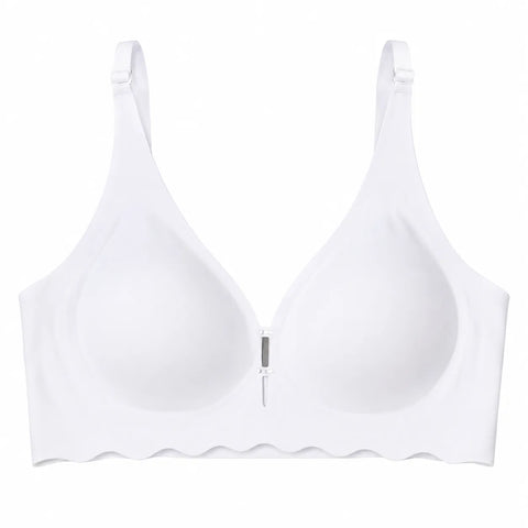 Women's Seamless Full Coverage Front Clasp Wire-Free Padded Bra - White