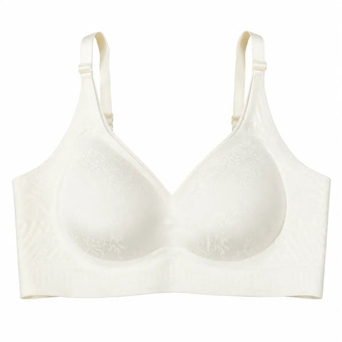 Women's Seamless Floral Full Coverage Wire-Free Bra - Ivory White