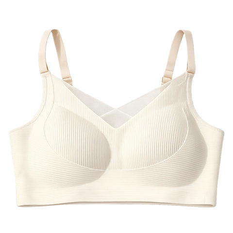 Women's Ribbed Seamless Full Coverage Wire-Free Padded Bra - Ivory White