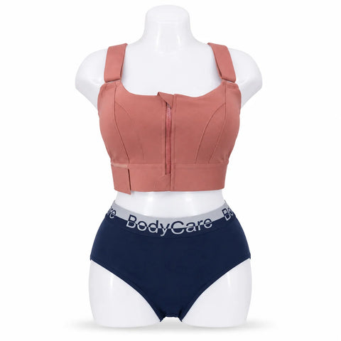 Women's Front Zip Support Bra & High Waist Brief Set