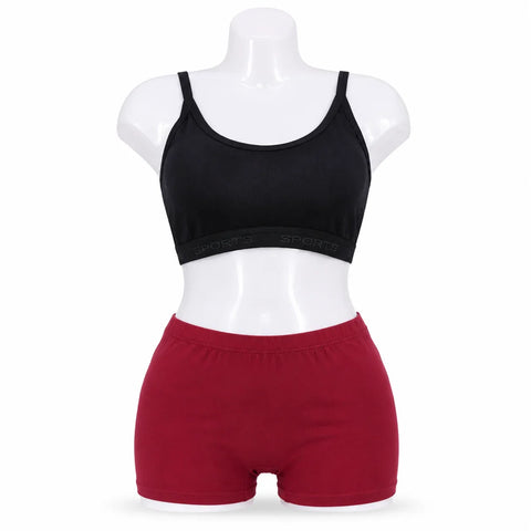 Women's Sports Bra & Cotton Boyshort Set